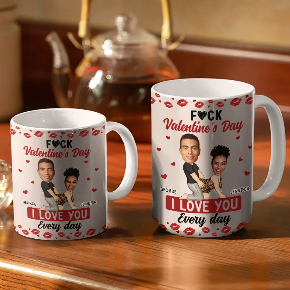 Custom Photo Couple I Love You Every Day - Personalized White Edge-to-Edge Mug