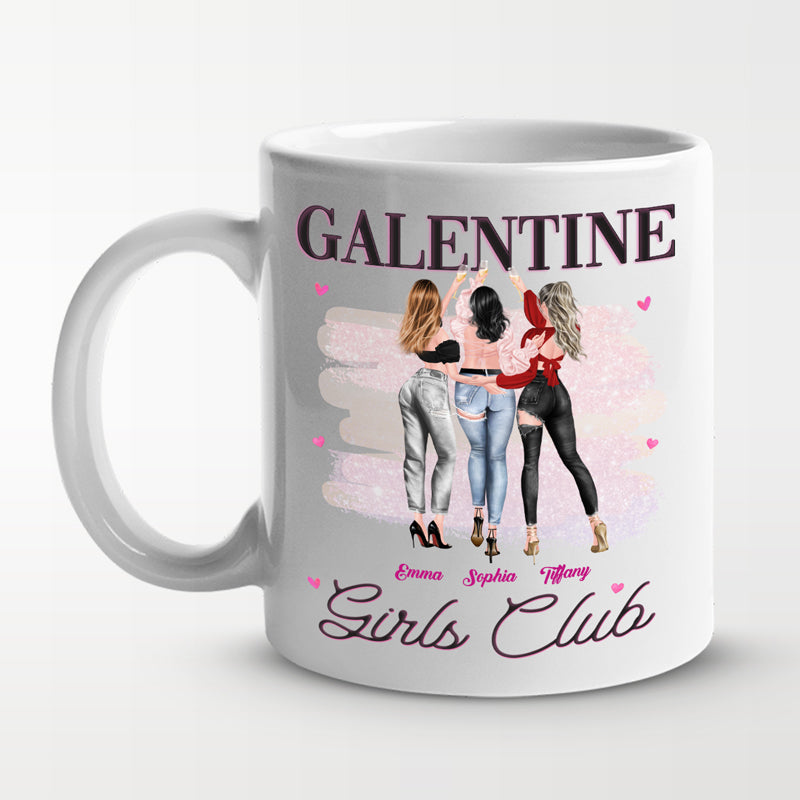 Galentine Girls Club - Bestie Personalized Custom Mug - Valentine Gift For Best Friends, BFF, Sisters
