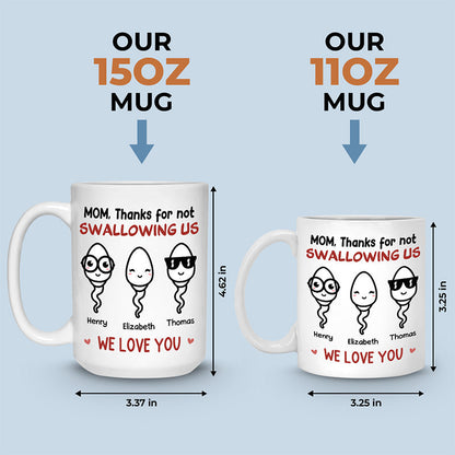 Mom, Thanks For Not Swallowing Us - Family Personalized Custom Mug - Mother's Day, Birthday Gift For Mom