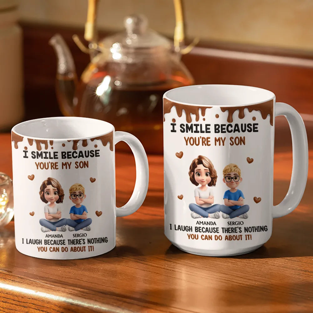 I Smile Because You Are My Daughter Son Version 2 - Personalized White Edge-to-Edge Mug