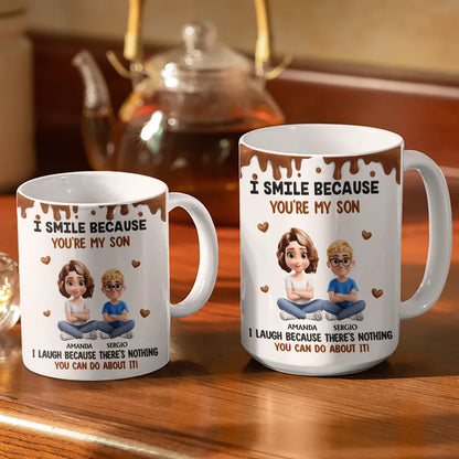 I Smile Because You Are My Daughter Son Version 2 - Personalized White Edge-to-Edge Mug