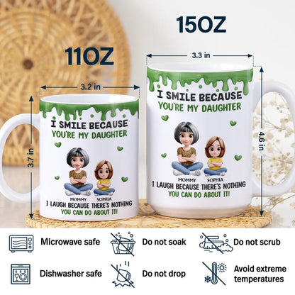 I Smile Because You Are My Daughter Son Version 2 - Personalized White Edge-to-Edge Mug