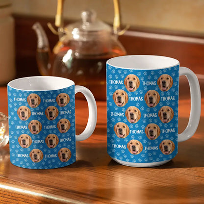 Custom Photo Funny Pet Face Pattern Dog Cat Family - Personalized White Edge-to-Edge Mug