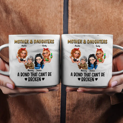Mother & Daughters A Bond That Can't Be Broken 3D Effect - Personalized Marble Mug