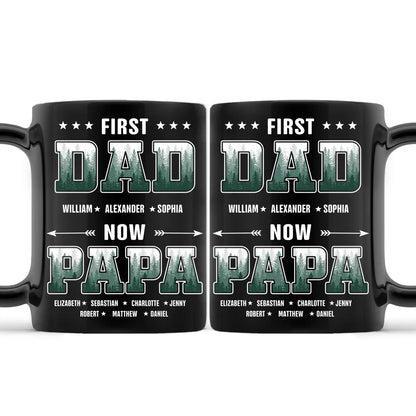First Dad Now Papa Fir Forest - Personalized Black Mug