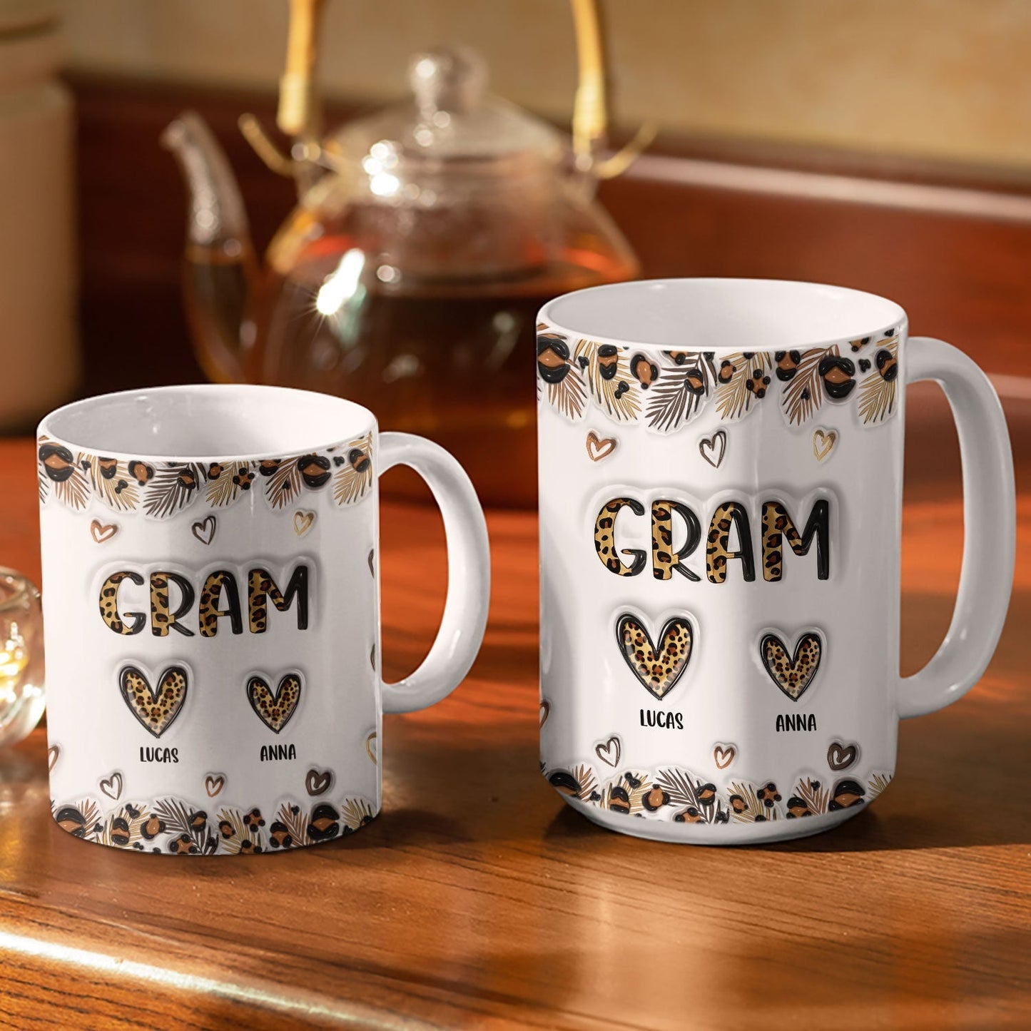 Leopard Nana Title - Birthday, Loving Gift For Mom, Mother, Mama, Grandma, Grandmother - 3D Inflated Effect Printed Mug, Personalized White Edge-to-Edge Mug