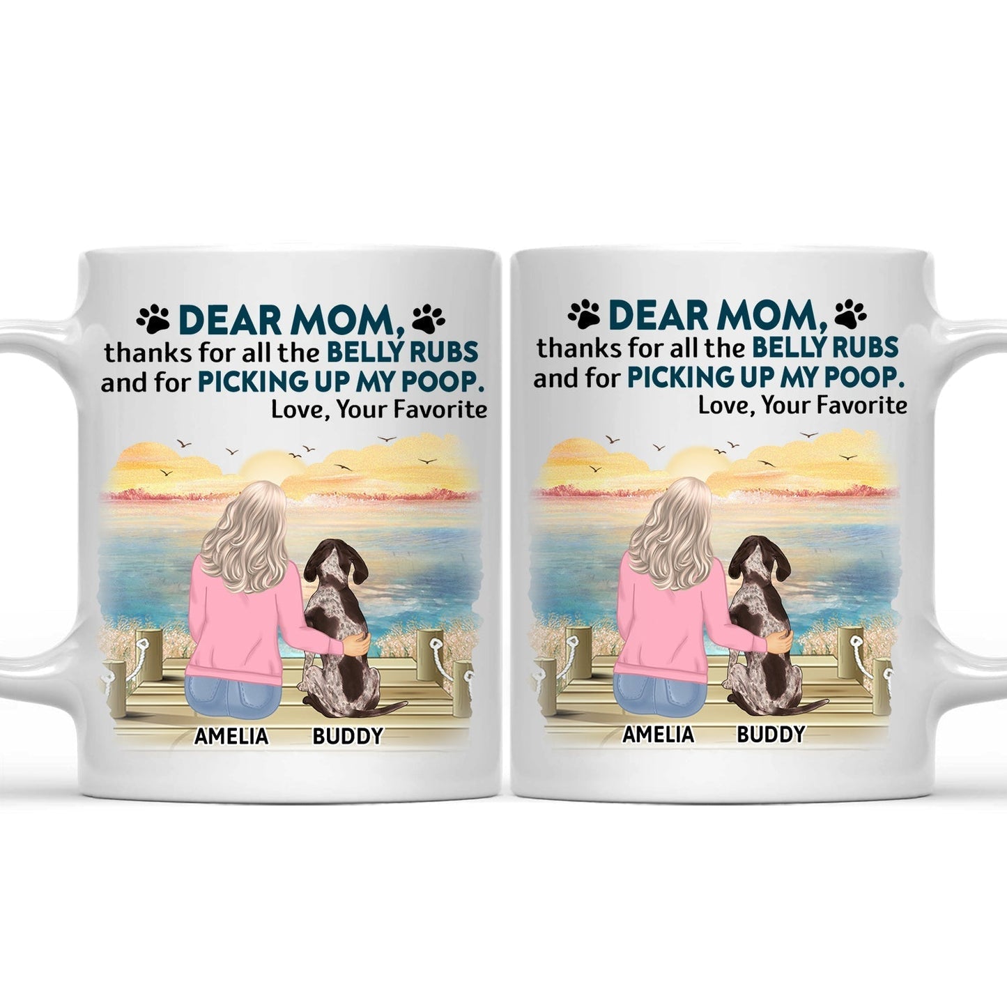 Thanks For All The Belly Rubs - Gift For Dog Lovers, Dog Mom, Dog Dad - Personalized Mug