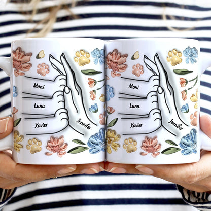 High Five Paw And Hand - Gift For Cat Mom, Cat Lover, Mother, Pet Lovers - 3D Inflated Effect Printed Mug, Personalized White Edge-to-Edge Mug