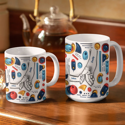 Hand In Hand, I Will Always Protect You - Gift For Dad, Grandpa - 3D Inflated Effect Printed Mug, Personalized White Edge-to-Edge Mug