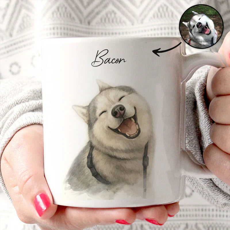 Custom Watercolor Pet Portrait Mug Perfect for Dog Lovers