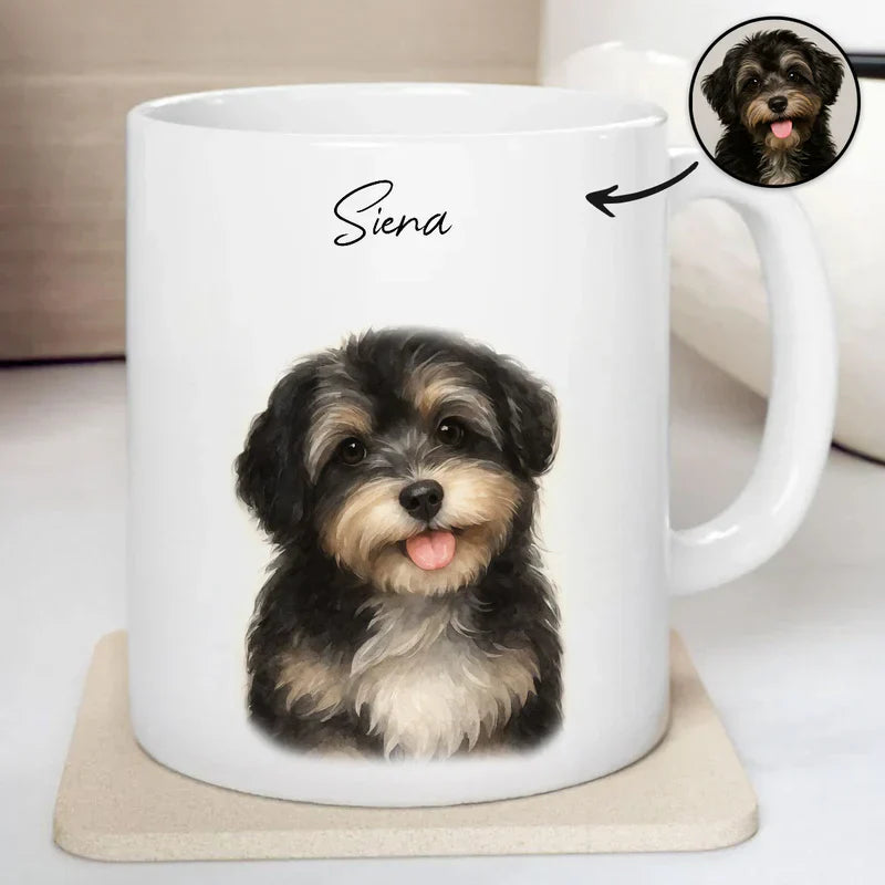 Custom Watercolor Pet Portrait Mug Perfect for Dog Lovers