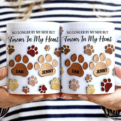 Forever In My Heart - Memorial Gift For Dog Lovers, Cat Lovers - 3D Inflated Effect Printed Mug, Personalized White Edge-to-Edge Mug
