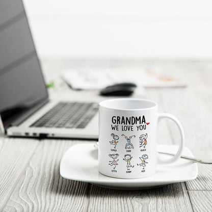 Drawing Kids We Love You Gift For Dad Mom Grandma Grandpa Personalized Mug