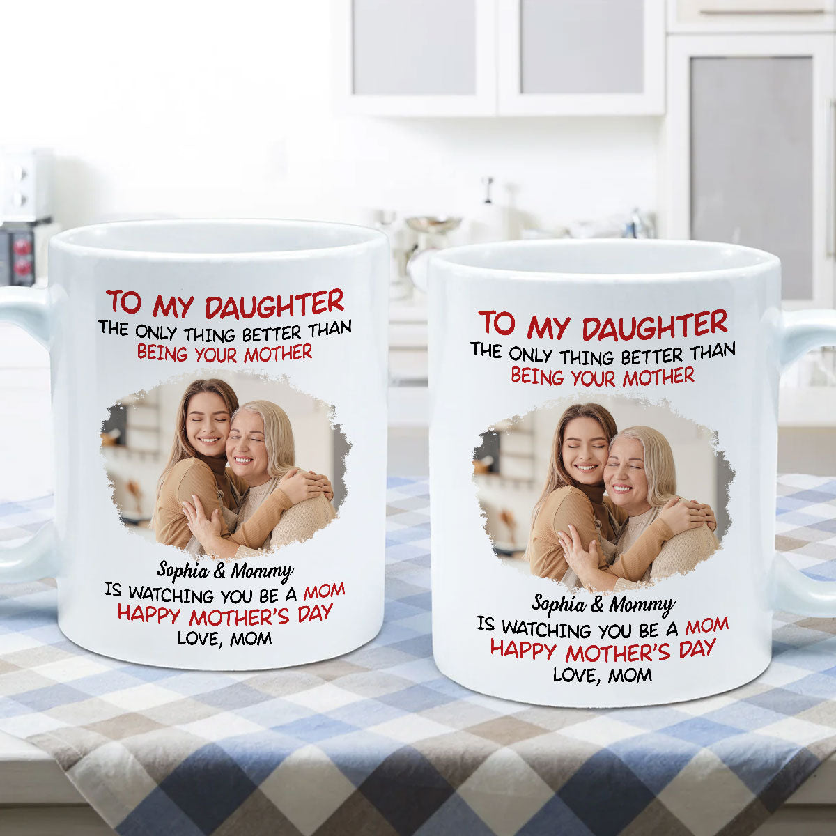 To My Daughter Photo Insert Happy Mother's Day Personalized Mug