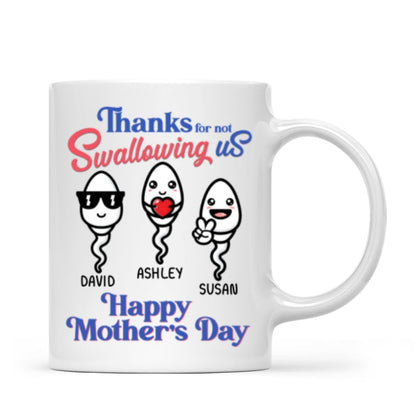 Thanks For Not Swallowing Us Funny Mother's Day Gift Personalized Mug