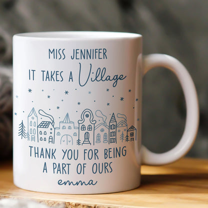 Thank You Exchange Gift For Team, Employee Appreciation It Takes A Village - Personalized Mug