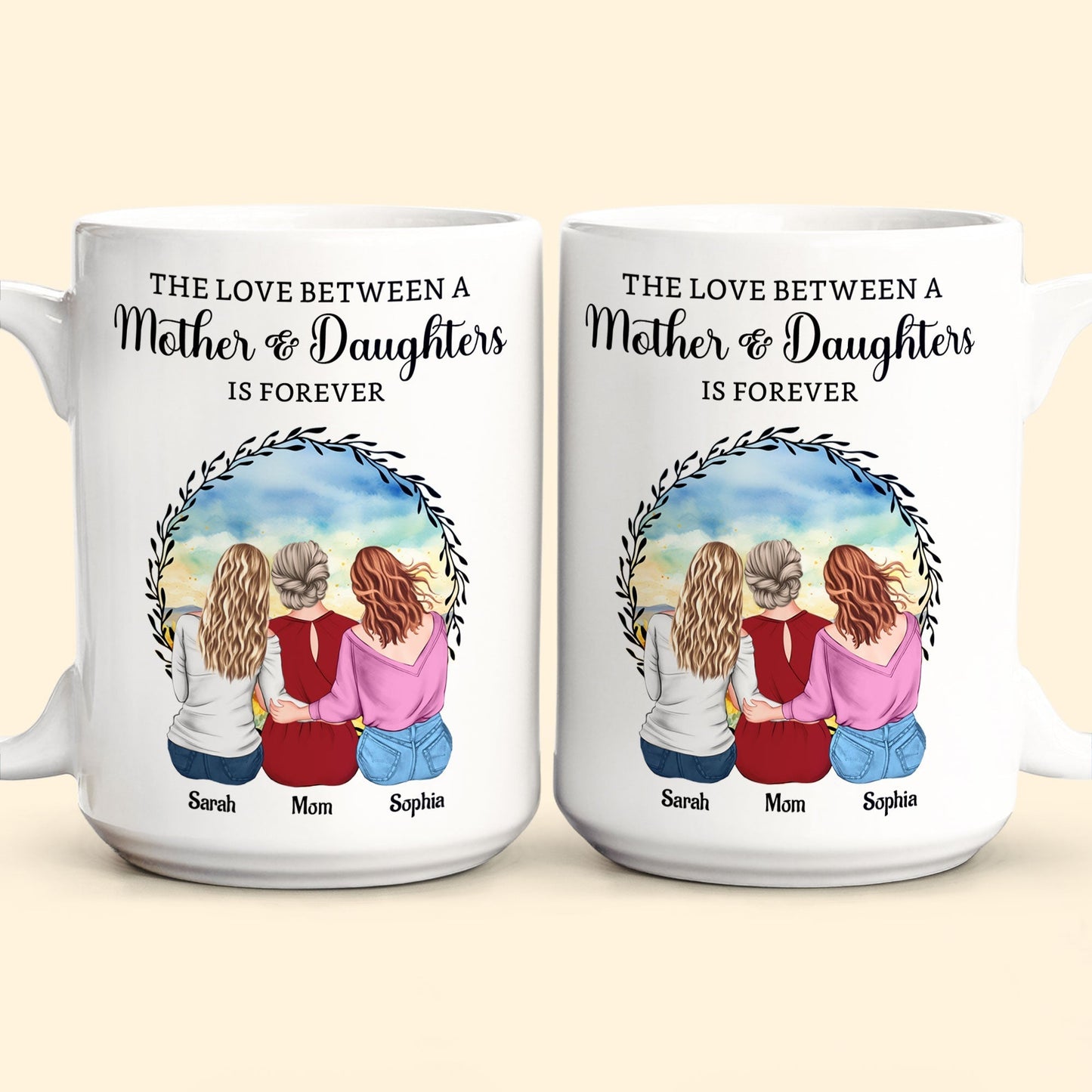 The Love Between a Mother & Daughters Birth Moon Ceramic Mug, Personalized Gift for Mom or Daughter