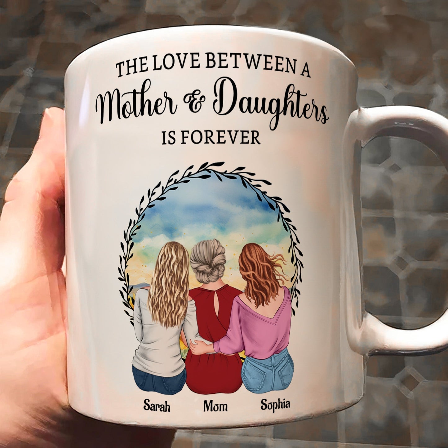 The Love Between a Mother & Daughters Birth Moon Ceramic Mug, Personalized Gift for Mom or Daughter
