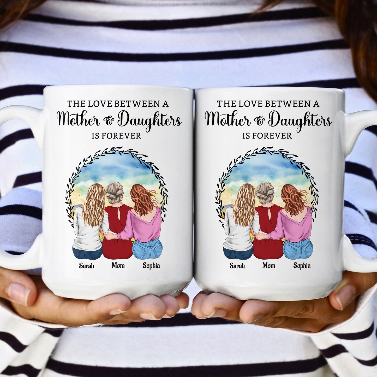 The Love Between a Mother & Daughters Birth Moon Ceramic Mug, Personalized Gift for Mom or Daughter