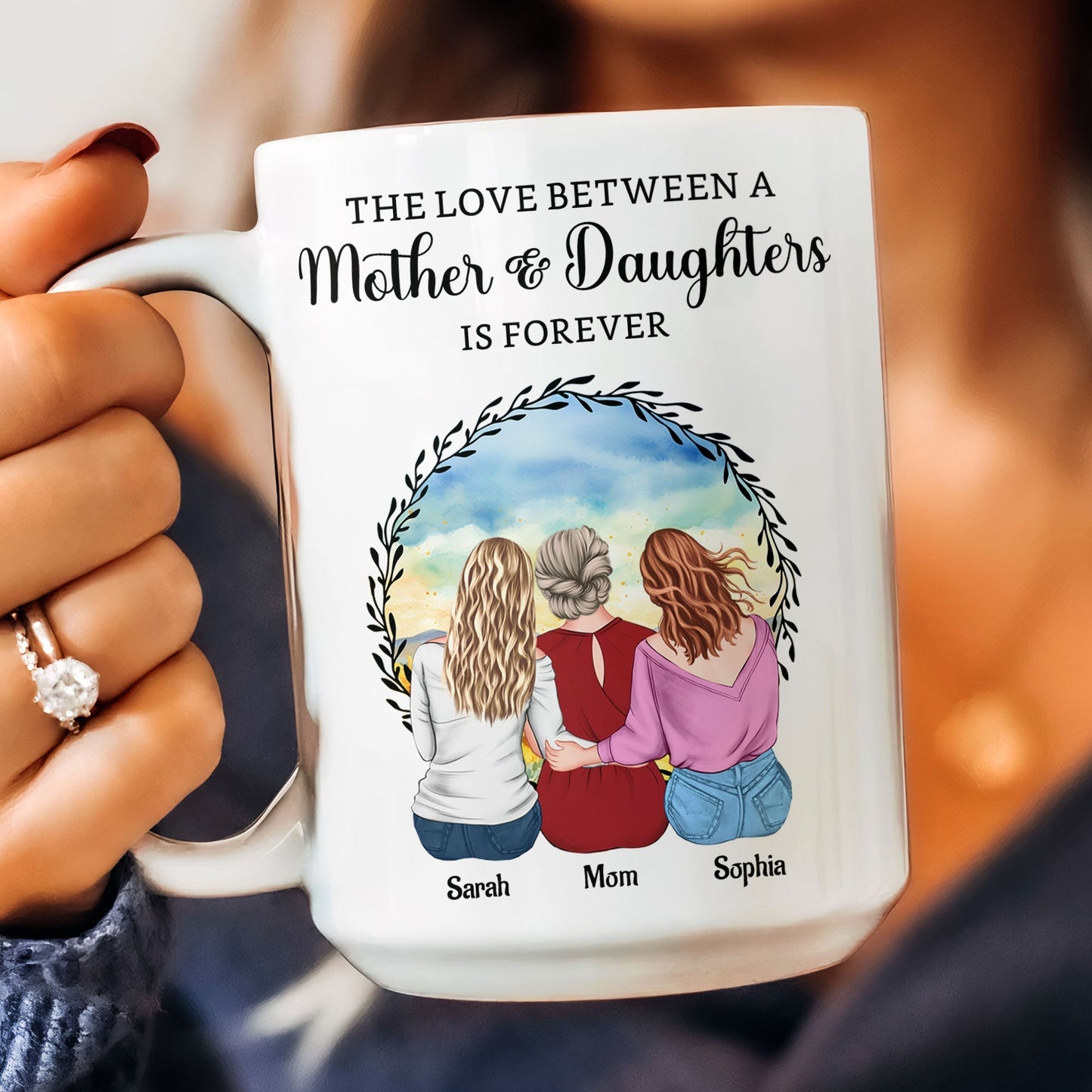 The Love Between a Mother & Daughters Birth Moon Ceramic Mug, Personalized Gift for Mom or Daughter