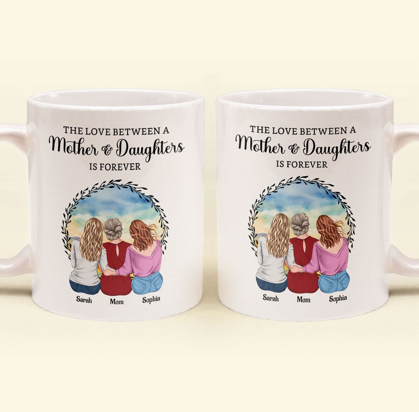 The Love Between a Mother & Daughters Birth Moon Ceramic Mug, Personalized Gift for Mom or Daughter