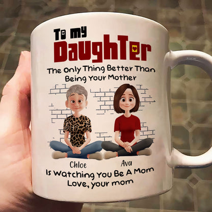 To My Daughter Personalized White Ceramic Mug with Custom Names, Heartfelt Gift for Mother and Daughter on Special Occasions