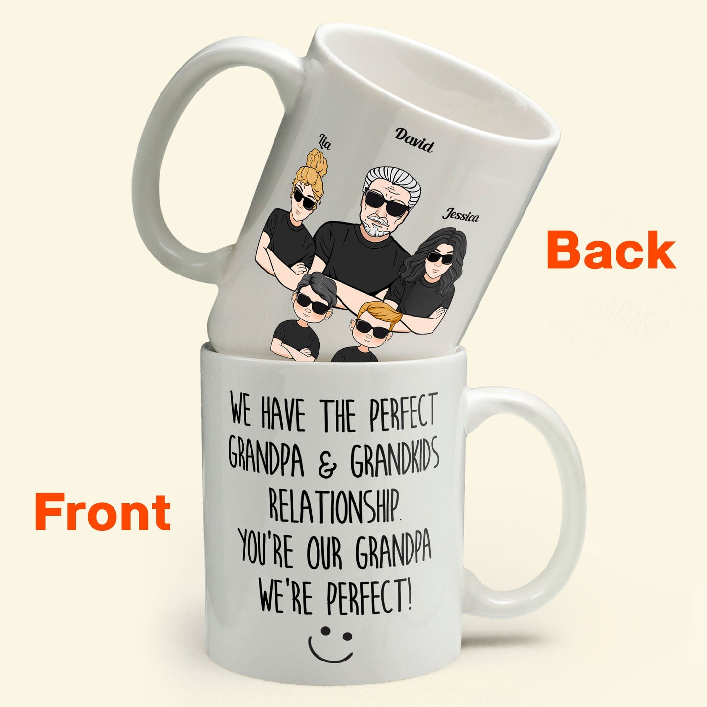 The Perfect Grandpa & Grandkid Relationship - Personalized Mug - Father's Day, Birthday Gift For Grandfather, Grandpa - From Grandkids, Grandchildren