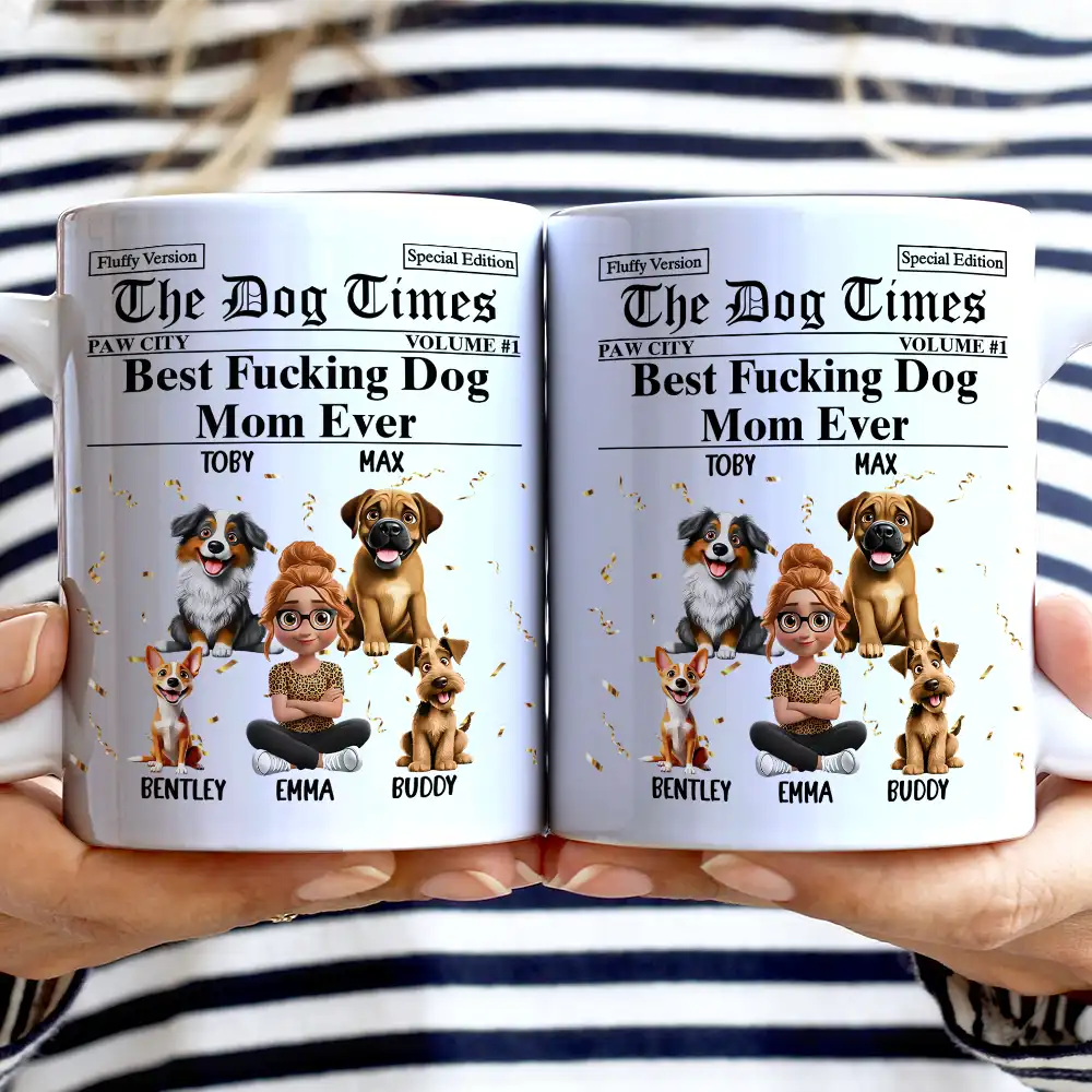 The Dog Times Best Dog Mom Ever - Personalized White Edge-to-Edge Mug