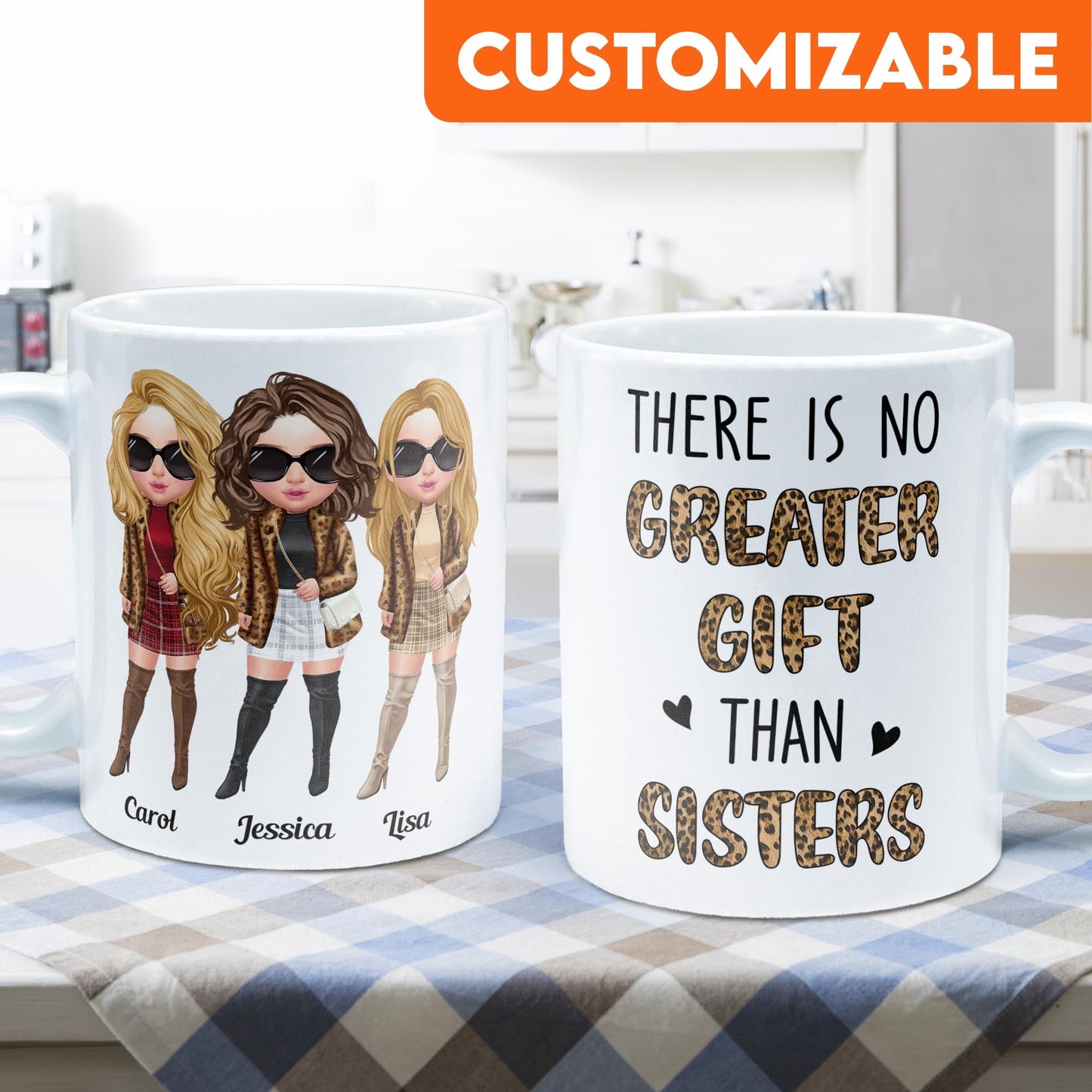 There Is No Greater Gift Than Sisters Leopard Version - Personalized Mug - Birthday Gift For Sisters - Fashion Girls