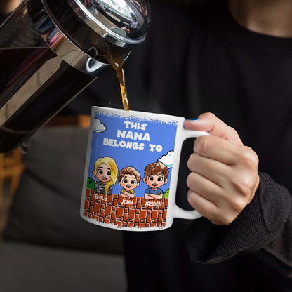 This Daddy Belongs To Kids Pixel Art - Personalized White Edge-to-Edge Mug