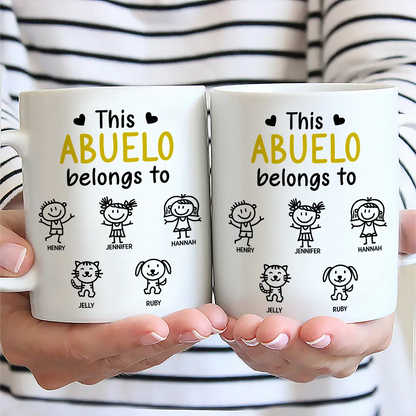 This Grandpa Belongs To Kid Stick Figures - Personalized Mug