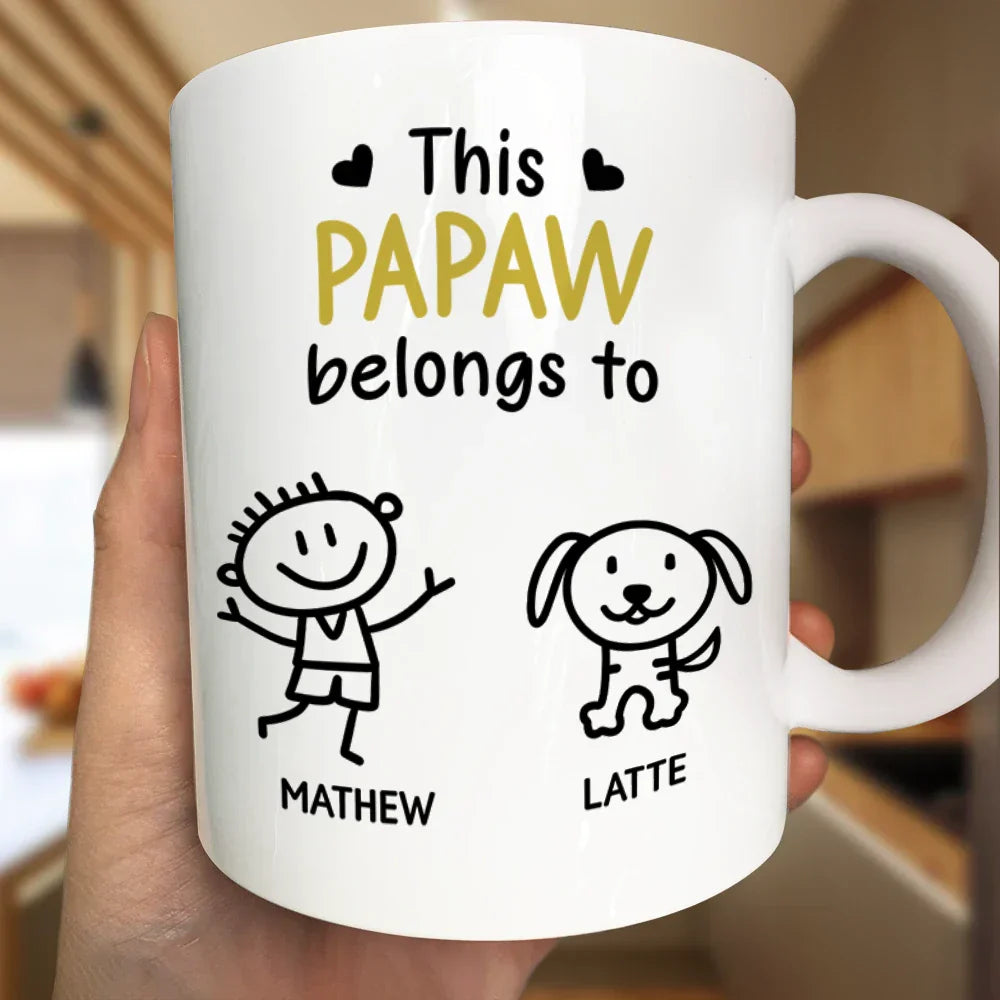 This Grandpa Belongs To Kid Stick Figures - Personalized Mug