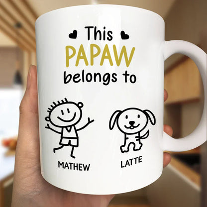 This Grandpa Belongs To Kid Stick Figures - Personalized Mug