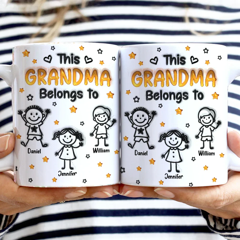 This Grandpa Grandma Belongs To Kids Pet 3D Effect - Personalized White Edge-to-Edge Mug