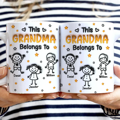 This Grandpa Grandma Belongs To Kids Pet 3D Effect - Personalized White Edge-to-Edge Mug