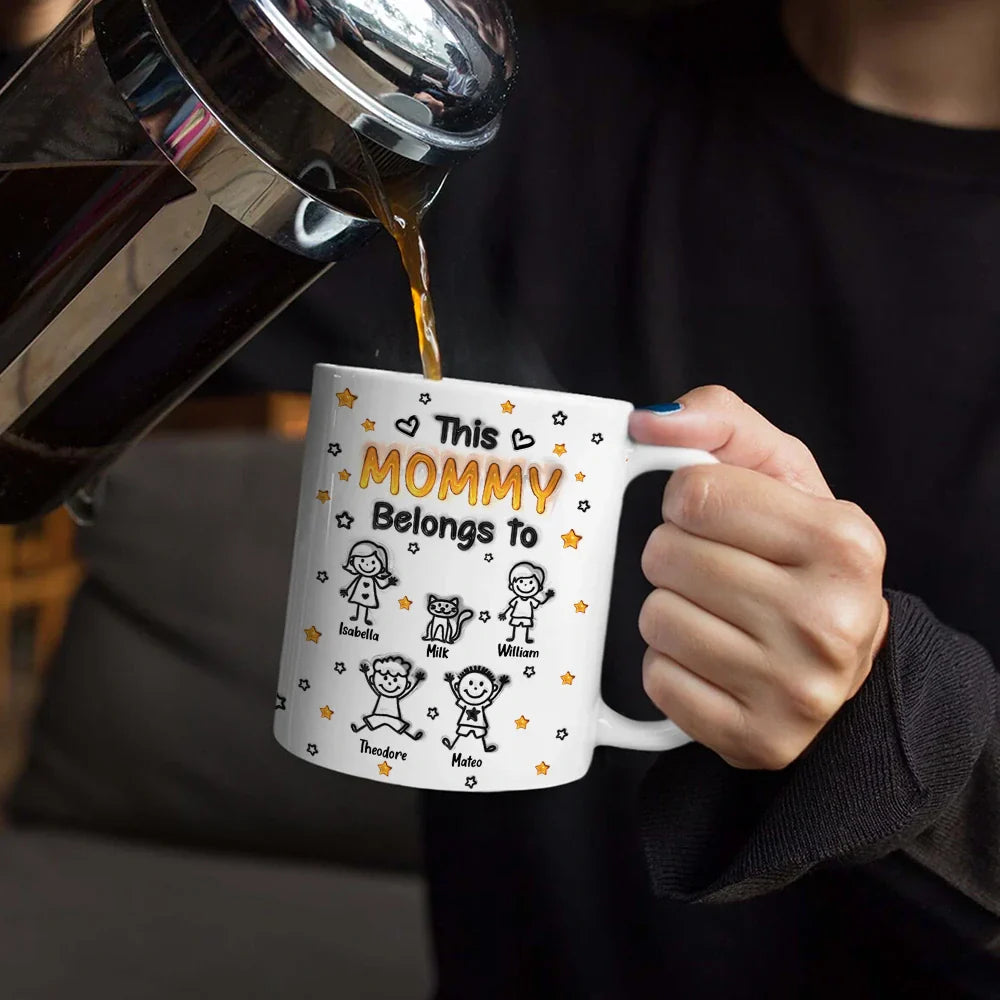 This Grandpa Grandma Belongs To Kids Pet 3D Effect - Personalized White Edge-to-Edge Mug