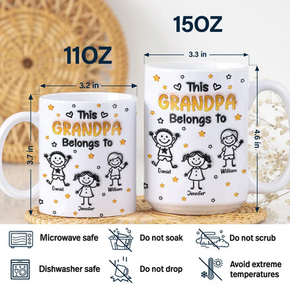 This Grandpa Grandma Belongs To Kids Pet 3D Effect - Personalized White Edge-to-Edge Mug