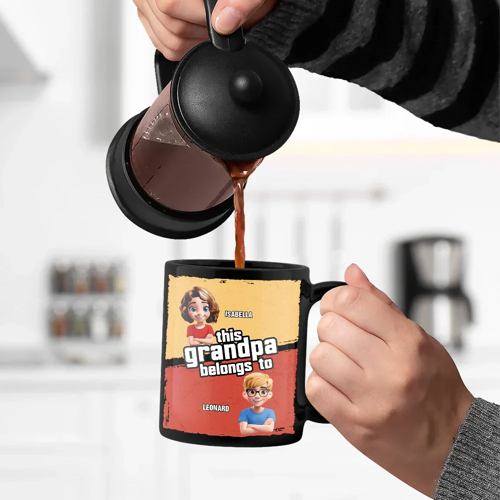 This Papa Grandpa Dad Belong To - Personalized Black Mug