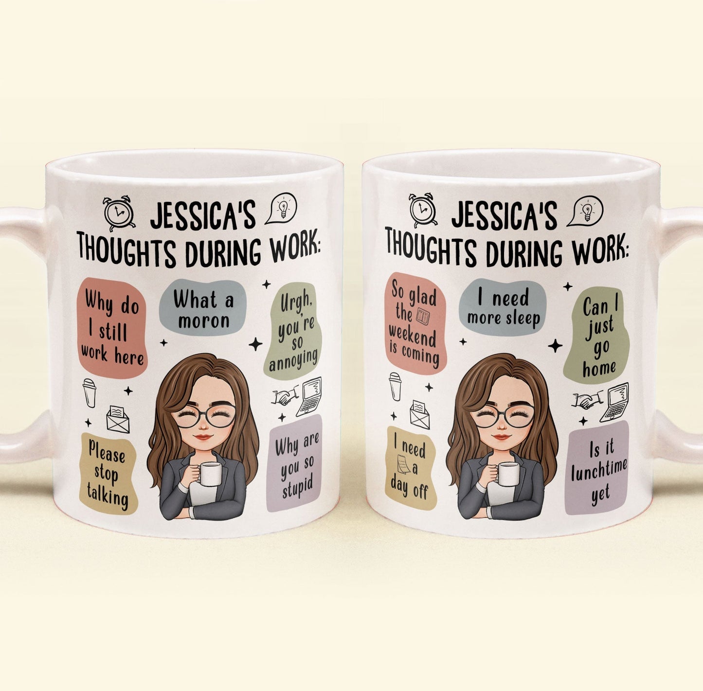 Thoughts During Work - Personalized Mug