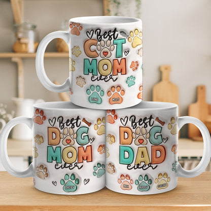 Cat Dad Eat Drink And Be Merry - Dog & Cat Personalized Custom 3D Inflated Effect Printed Mug - Christmas Gift For Pet Owners, Pet Lovers
