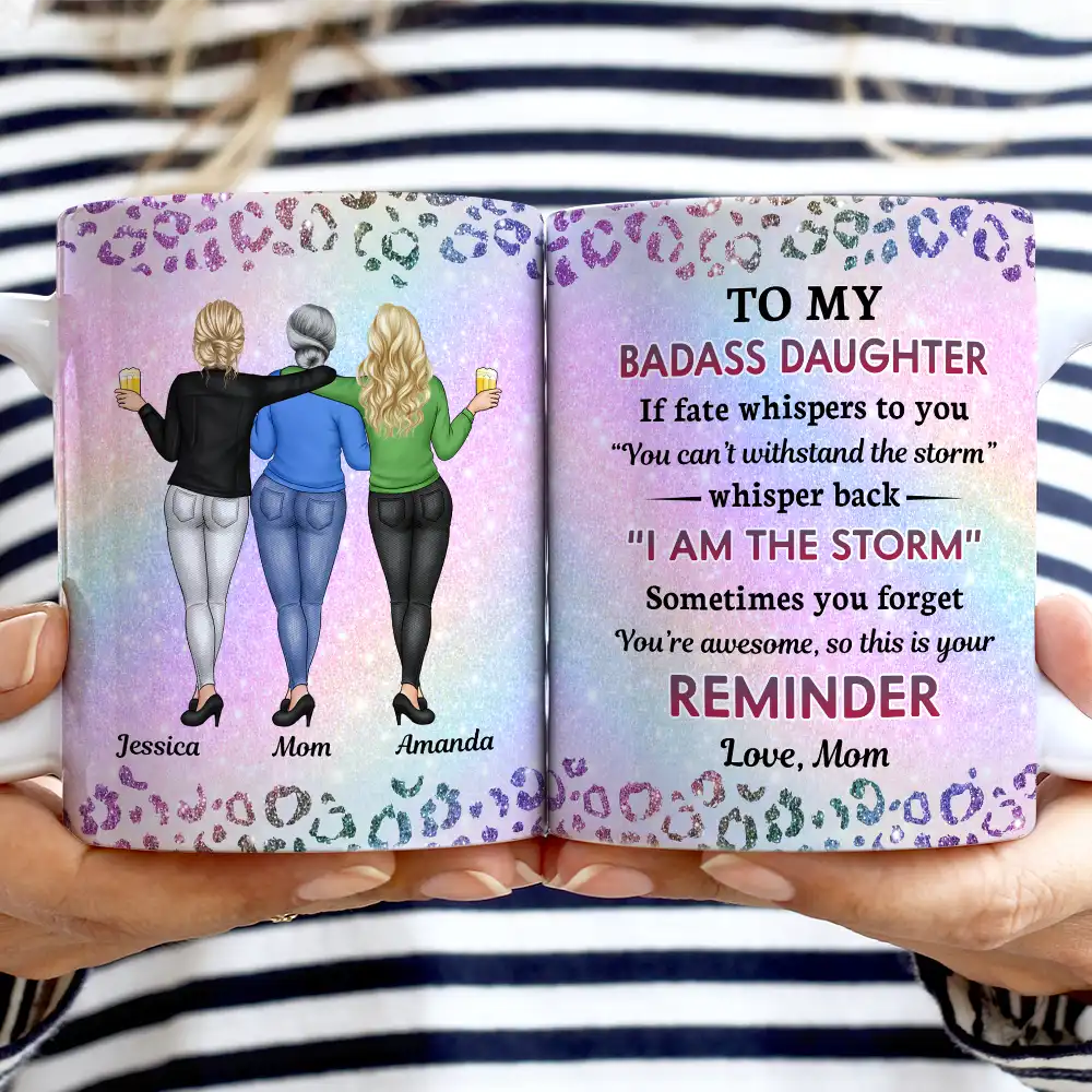 To My Badass Daughter - Personalized White Edge-to-Edge Mug