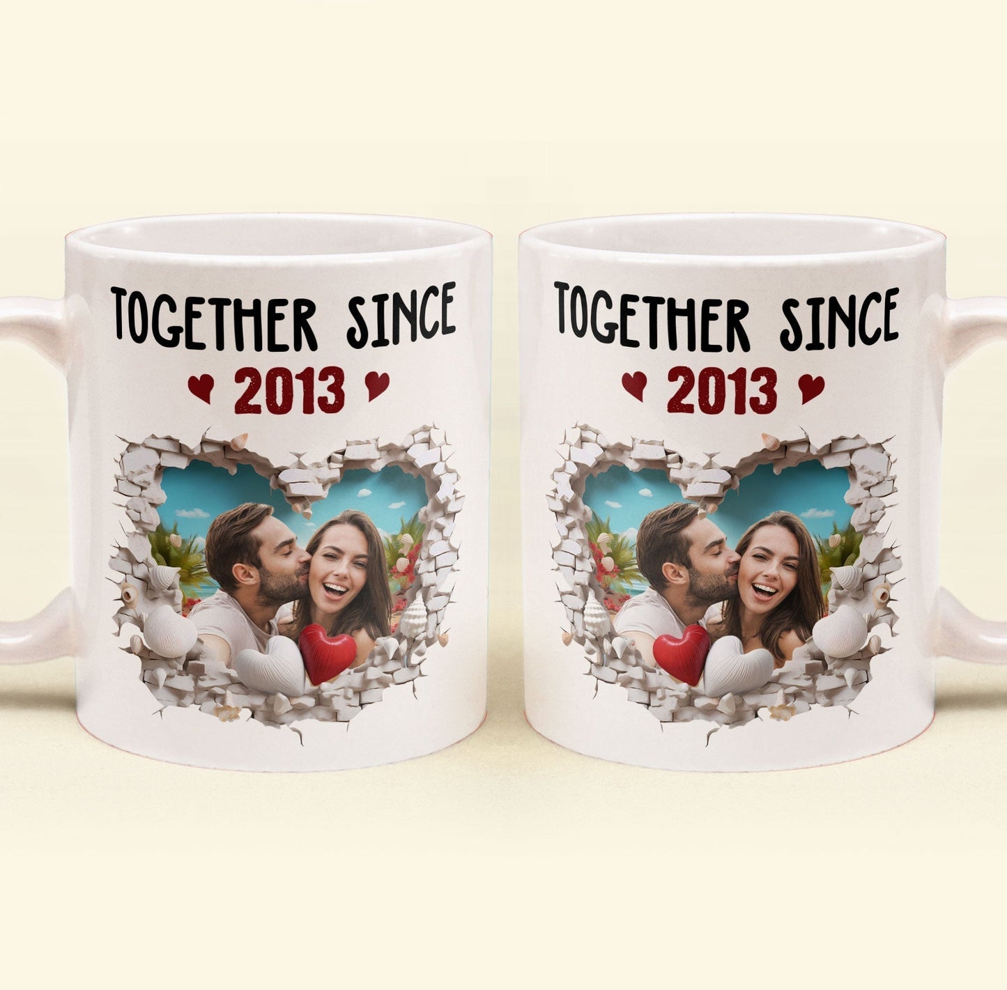 Custom Photo Together Since Anniversary Gift - Personalized Ceramic Mug - Gift For Couple, Husband Wife NH96