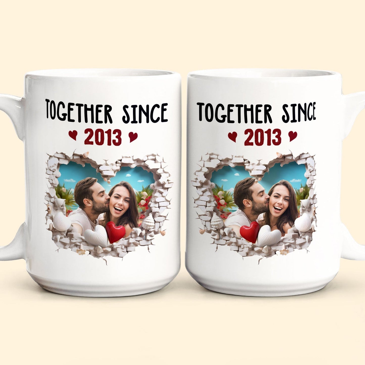 Custom Photo Together Since Anniversary Gift - Personalized Ceramic Mug - Gift For Couple, Husband Wife NH96