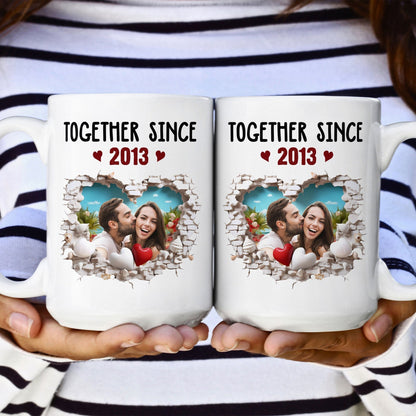 Custom Photo Together Since Anniversary Gift - Personalized Ceramic Mug - Gift For Couple, Husband Wife NH96