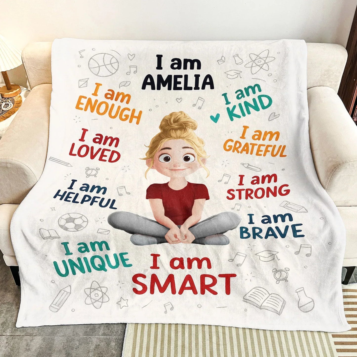 Personalized Kids Affirmation Mug Cute Cartoon Character, Daily Confidence Boost Gift for Children