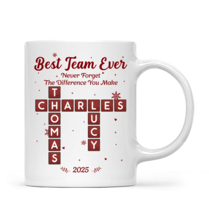 Best Team Ever Crossword Puzzle Art - Personalized Mug - Gift For Coworkers, Colleagues