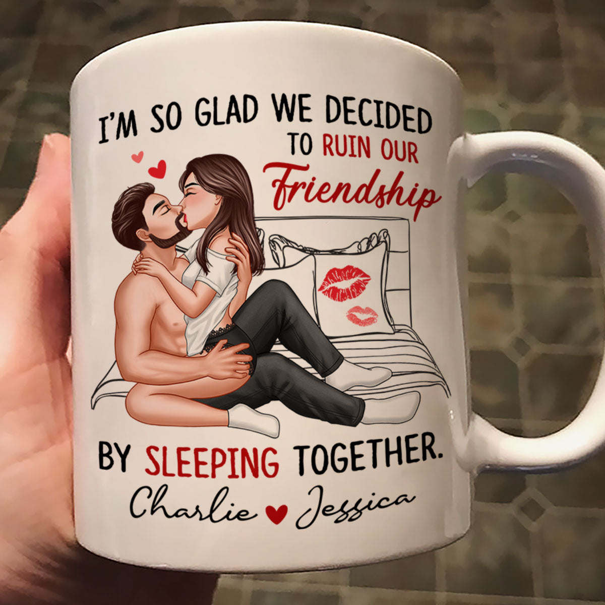 Funny Gift For Couple I'm So Glad We Ruined Our Friendship Sexy Kissing Couple Personalized Mug