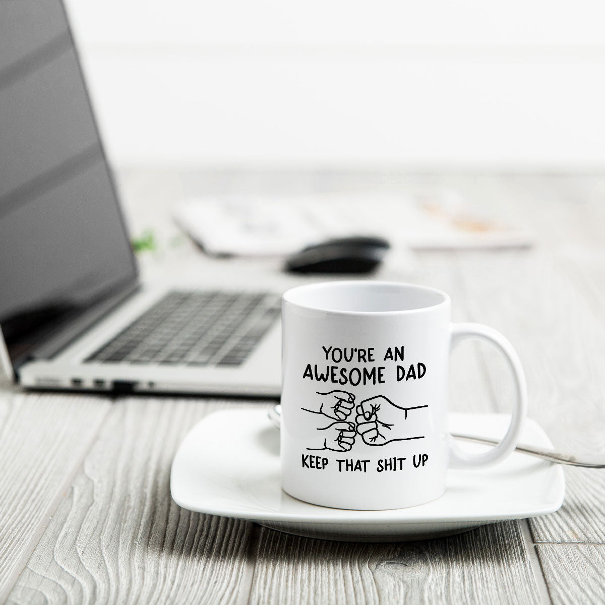 Awesome Dad Keep That Shit Up Personalized Mug, Funny Gift For Dad