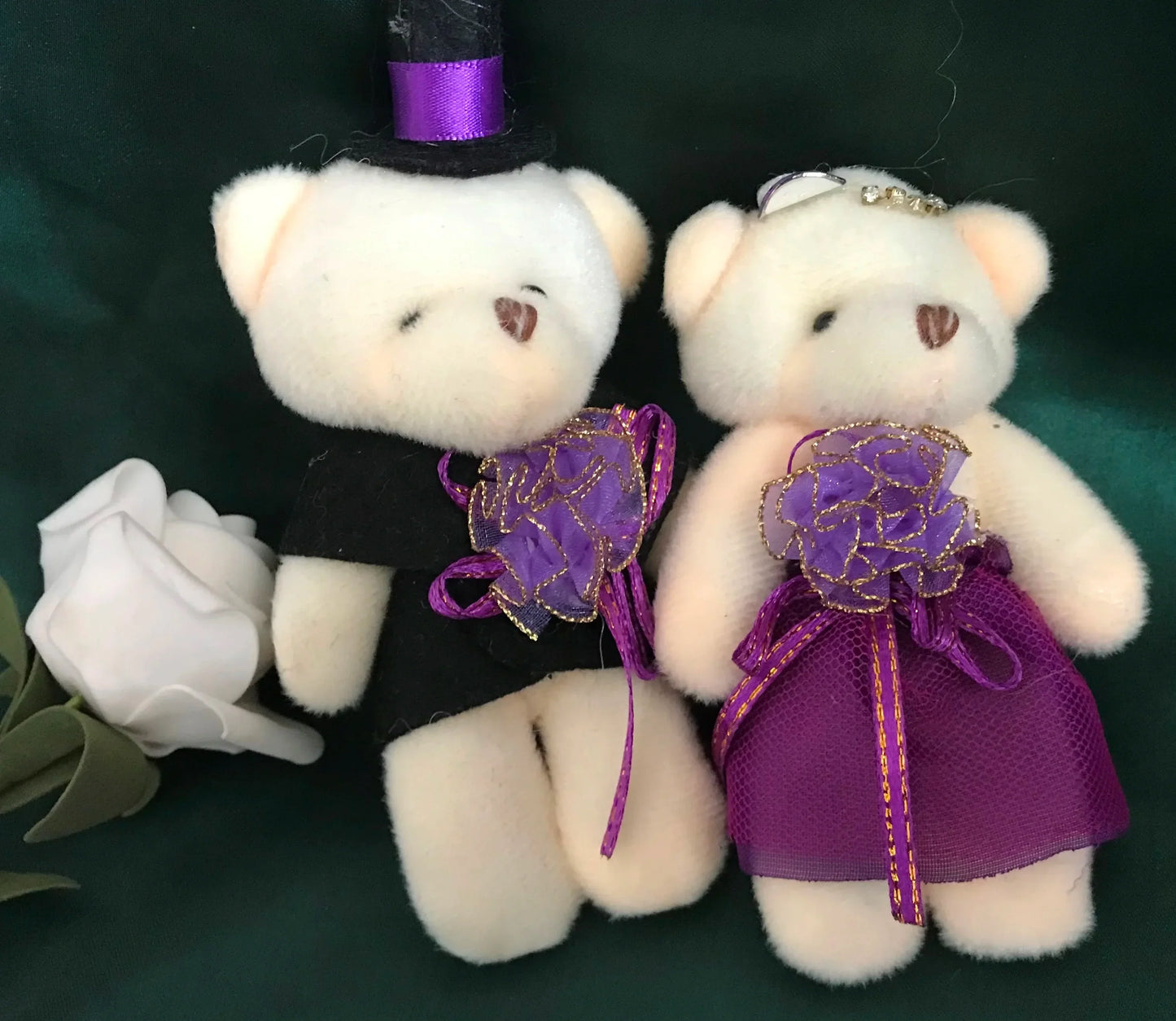 Bear Couple Plush Dolls 2pcs Wedding Party Decorative Favors Purple Dress