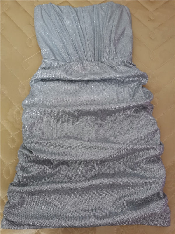 Glitter Strapless Corset Mini Dresses